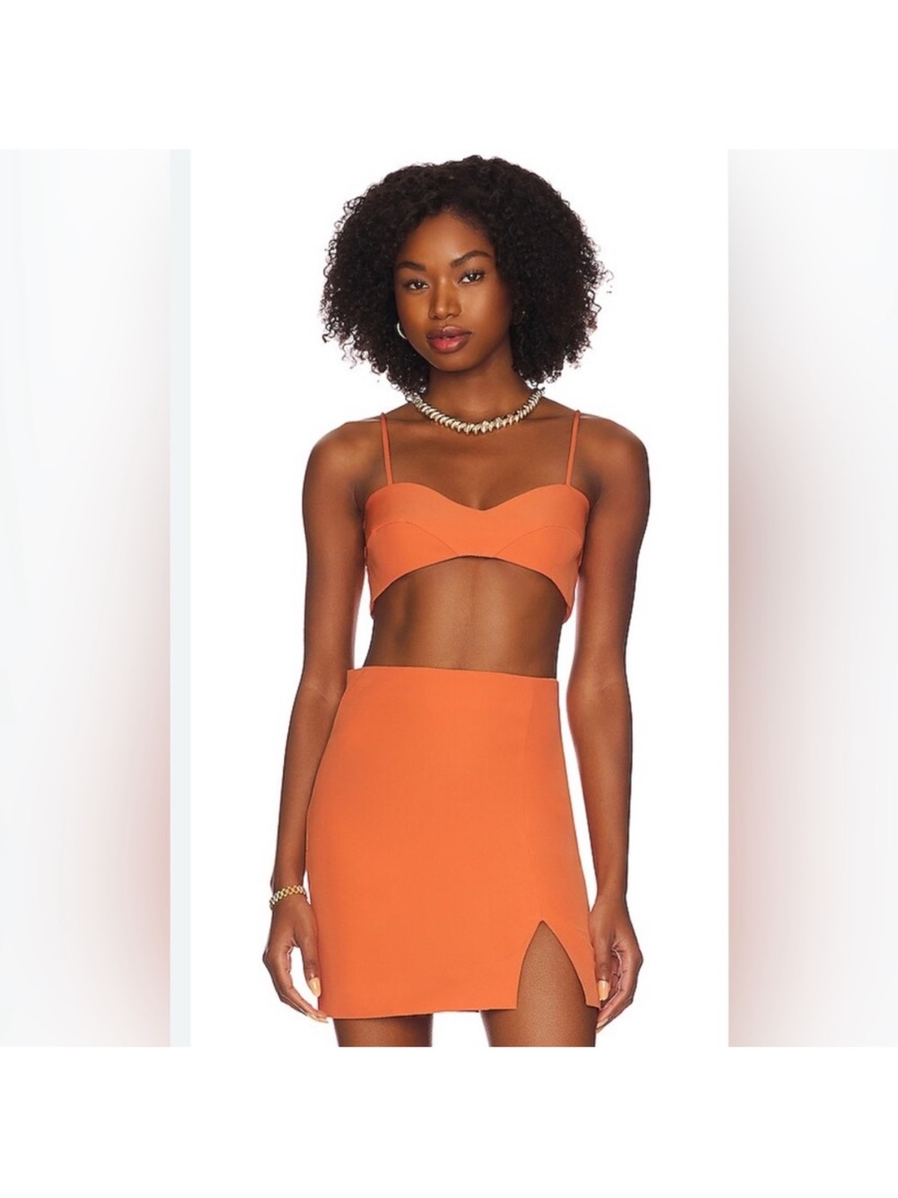 BARDOT X REVOLVE Orange Two-Piece Crop Top & Mini Skirt Set